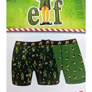 Mens L Large Elf 2-Pack Festive Green Boxer Briefs Set Underwear Briefly Stated